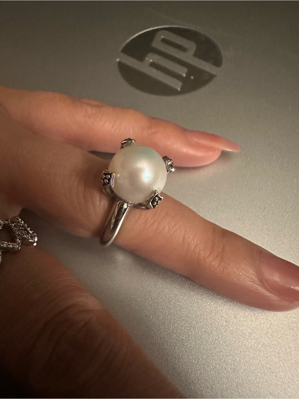 Sterling Silver .925  White Pearl Solitaire ring